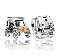 2 cuentas espaciadoras de plata de ley 925 con diseño de animales, corazón, alas y la suerte para pulseras Pandora, estilos mixtos, colgantes de circonita cúbica para pulseras y collares europeos