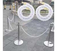 2 cuerdas de soporte trenzadas blancas, cuerda de barrera de seguridad trenzada con ganchos en D plateados de 1,8 m, cuerdas colgantes para control de multitudes para eventos y fiestas