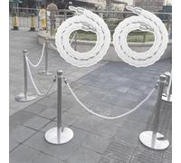 2 cuerdas trenzadas blancas de barrera de seguridad trenzadas con ganchos dorados/plateados, 3, 4, 5, 6, 6.6, 8.2 y 9.8 pies, cuerdas colgantes para control de multitudes