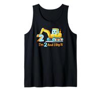2º cumpleaños niño Excavadora excavando diversión celebración Infantil Camiseta sin Mangas