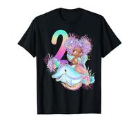 2º Cumpleaños Sirena Niña Negra Melanina Delfín Mar Dos Camiseta
