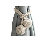 2 Curtain Tiebacks with 2 Cotton Balls, Eco-Friendly Knitted Cotton Thread Curtain, Natural and Simple Style, Decoration for