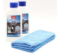 2 Desincrustante para máquinas de Café Espresso, Cafeteras Automáticas + paño de Microfibra compatible con Melitta Caffeo Solo Perfect Milk 6679163 - Accesorios, Piezas de Repuesto