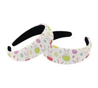 2 diademas anchas para mujer, diseño de conejito de huevo de Pascua, diademas gruesas vintage, diademas acolchadas de terciopelo para niñas y hombres