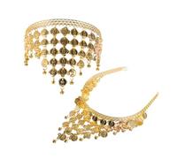 2 Diademas Con Borlas De Lentejuelas Para Disfraz De Danza Del Vientre, Cadenas Doradas Para El Pelo, Monedas, Cadena Para La Cabeza, Joyería, Cadena Para El Pelo Con Borlas De
