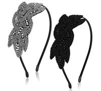2 diademas con diamantes de imitación brillantes para mujer, accesorios para la cabeza de los años 20 y 20, trajes de los años 20 y 20, lentejuelas de los años 20, tocados con diamantes de imitación