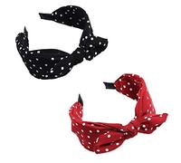 2 diademas con estampado de lunares y lazo, banda ancha, de tela, para el pelo, accesorios para el cabello para mujeres y niñas