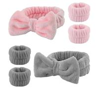 2 Diademas Con Lazo, 2 Pares De Pulseras, Para Lavar La Cara, Maquillaje, Yoga, Absorben El Sudor, Belleza, Elásticas Para Spa