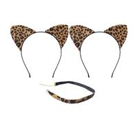 2 Diademas Con Orejas De Leopardo, 1 Collar Con Estampado De Leopardo, Accesorios Para Fiestas, Collar Con Diadema Para Mujer, Accesorios Para Disfraces