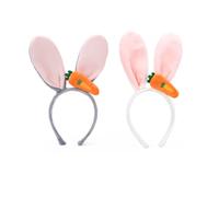 2 Diademas Con Orejas De Zanahoria Y Conejo Con Lazos De, Suaves Y Cómodas De Usar, Adecuadas Para Que Las Niñas Se Laven La Cara, Blanco).