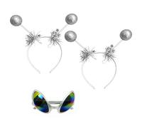 2 Diademas De Bolas Y 1 Gafas Alienígenas, Forma Espacial, Adorno Llamativo, Ligero Y Estable De Llevar, Adecuado Para Disfraces De Carnaval, Discotecas Y Fiestas Temáticas.