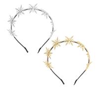 2 Diademas De Copos De Nieve, Accesorios Para El Cabello Para Niños, Diademas Brillantes, Adornos Para El Peinado, Lindas Diademas (Oro, Plata)