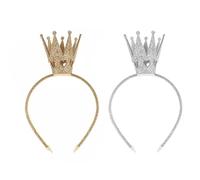 2 Diademas De Corona, Accesorios De Cosplay, Accesorios De Disfraces De Fiesta, Accesorios Para El Cabello Brillantes, Accesorios Para El Cabello De Cumpleaños (Oro, Plata)