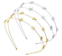 2 diademas de estrella de metal, brillantes para el pelo, accesorio para el pelo con estrella, disfraz de cristal, para mujeres, fiestas, niñas, novias, damas de honor