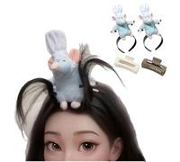 2 diademas de felpa Remy que agarran el pelo para mujeres, lindas y divertidas diademas de rata, disfraz de animal para lavarse la cara