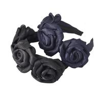 2 diademas de flores, grandes rosas para el pelo, corona de flores, diademas anchas, corona de flores, rosas para el pelo, accesorios para el pelo para carnaval, fiesta, playa, negro x azul marino