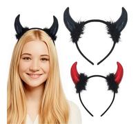 2 diademas de Halloween para mujer, tocado de cuerno de diablo, cuernos de reina, tocado unisex, cuernos de diablo, para Halloween, fiesta de terror, carnaval