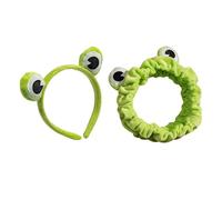 2 diademas de maquillaje de rana, diadema de lavado de cara, diadema de maquillaje de cara de lavado for adultos, encantadores ojos de rana, aro elástico for el pelo, bandana envuelta en felpa suave,