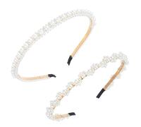 2 diademas de perlas de imitación de diamantes de imitación, perlas blancas brillantes, para mujeres y niñas, accesorios para el pelo para cumpleaños, bodas, fiestas