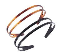2 diademas de plástico con doble fila de dientes, para maquillaje de mujer, diademas desmaquillantes, accesorios para el pelo para niñas (negro brillante, concha de tortuga clara)