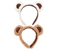 2 diademas divertidas de felpa con orejas de oso de dibujos animados para festivales de música, diadema para lavar la cara para uso diario