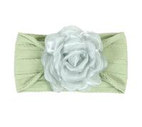 2 diademas elásticas de 8 x 16 cm con flores para bebé, niñas, turbante de nailon con flores de gasa, accesorios para el pelo para recién nacidos, niños pequeños, color verde