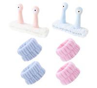 2 diademas para lavar la cara con 4 correas para las manos, diadema con forma de caracol, diadema de maquillaje, bonita diadema de felpa elástica, diadema para mujer de belleza y cuidado de la piel