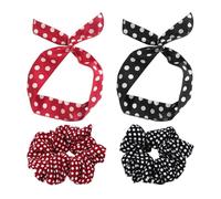 2 Diademas Para Mujer Y 2 Gomas Para El Pelo Para Mujer, Gomas Elásticas Para El Pelo, Accesorios Retro Para El Pelo, Accesorios Para El Pelo Con Estampado De Lunares, Accesorios De Vestir