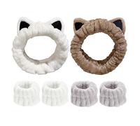 2 Diademas Tridimensionales Con Orejas De Gato Y 4 Muñequeras, Diademas Con Orejas De Gato De Dibujos Animados, Cintas Elásticas Para El Pelo, Accesorios De Belleza Y Cuidado De La Piel