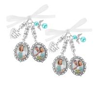 2 dijes de ramo de novia para boda, con diseño de lazo y lazo de perla, con texto en inglés "You Are Always In My Heart", personalizable, para novio, imagen para regalo de amigo