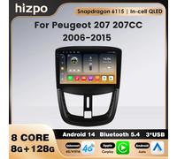 Hizpo 2 Din Android 14 para PEUGEOT 207 207CC 2006-2015 Radio de coche reproductor de vídeo Multimedia navegación Autoradio CarPlay estéreo RDS 8cores-4G 32G -QS4