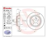 2 Discos De Freno Brembo Barnizado Para Eje Trasero 08.a734.11