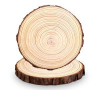 2 discos de madera, discos redondos de madera natural, 28 - 30 cm, 2 mm de grosor, placa de madera pulida redonda, disco de árbol, posavasos de madera para manualidades, bodas y decoración navideña