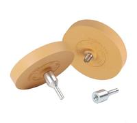 2 discos raspadores de goma con adaptador para taladro, diseñados para una rápida eliminación de calcomanías, calcomanías y películas en superficies pintadas y metálicas (88 mm)