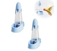 2 dispensadores automáticos de agua para pájaros, 165 ml, a prueba de salpicaduras, para loros, canarios, pinzones y periquitos (azul)