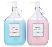 2 dispensadores de detergente líquido de vidrio, dispensadores de botellas de vidrio de 1 galón, dispensador de detergente para suavizante, blanqueador, champú, lavado corporal, dispensador de jabón