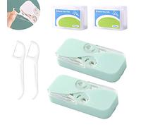 2 dispensadores de hilo dental portátiles con 24 + 100 palitos de hilo dental, funda portátil de hilo dental, dispensador de hilo dental mejorado, estuche de hilo dental de viaje, organizador