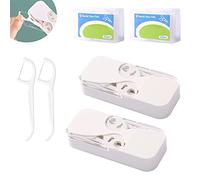 2 dispensadores de hilo dental portátiles con 24 + 100 palitos de hilo dental, funda portátil de hilo dental, dispensador de hilo dental mejorado, estuche de hilo dental de viaje, organizador