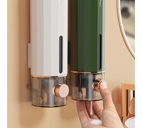 2 dispensadores de jabón para montaje en pared, 450 ml, sin taladrar, dispensador universal para gel de ducha, champú, jabón de manos (blanco y verde)