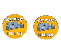2 divertidos pines esmaltados para sofá, con texto en inglés "Don't Worry I Pull Out", pines de solapa de sofá de dibujos animados, insignia de aleación para mochila, chaqueta, sombrero, regalo de