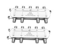 2 divisores de cable coaxial satélite de 8 vías, 5 - 2400 MHz, conector tipo F, funciona con conexión analógica/digital de TV e Internet