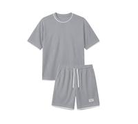 2 divisores de verano para hombre, traje deportivo waffle, camiseta y pantalones cortos, conjunto de chándal, chándal corto, traje de dos piezas, ropa deportiva, ropa deportiva para hombres, talla