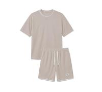 2 divisores de verano para hombre, traje deportivo waffle, camiseta y pantalones cortos, conjunto de chándal, chándal corto, traje de dos piezas, ropa deportiva, ropa deportiva para hombres, talla