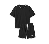 2 divisores de verano para hombre, traje deportivo waffle, camiseta y pantalones cortos, conjunto de chándal, chándal corto, traje de dos piezas, ropa deportiva, ropa deportiva para hombres, talla