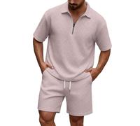 2 divisores traje de verano para hombre, traje deportivo Waffle, camiseta y pantalones cortos, conjunto de chándal ligero suelto para hombres de gran tamaño, chándal corto de dos piezas, ropa