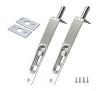 2 Do - Perno de acero inoxidable para puerta de 4 pulgadas con protector de seguridad, palanca con resorte, paquete de madera oculta