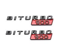 2 emblemas Adhesivos 3D ABS for Coche, compatibles con Biturbo G700, G800 y G900. Logotipo Decorativo Autoadhesivo for Maletero.(Black Red 900)