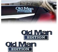 2 emblemas de coche de Old Man Edition, insignia adhesiva de metal 3D, divertida edición para parachoques lateral trasero, adhesivo impermeable a prueba de óxido, fácil de aplicar, para el lado del