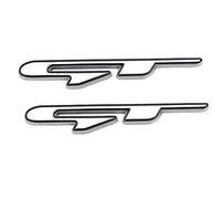 2 emblemas GT de metal cromado para la tapa del maletero del guardabarros del coche, logotipo corto, SUV Coupé, calcomanía 3D (plateado)