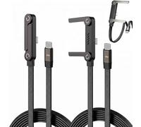 2 en 1 240W Cable de Carga Tipo C con Soporte invisible, Cable multicarcador Conector 90° Trenzado 1,5 m, 480 Mbps Datos, Compatible con iPhone 16/15/14/13, Galaxy S25/S24,Xiaomi, iPad, Tablet 2 Pack